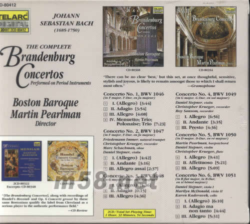 BACH :BRANDENBURG 巴赫(20BIT)專輯背面圖片