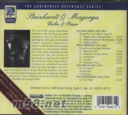 STEINHARDT&MAYORGA小提琴鋼琴協(xié)奏曲專輯背面圖片