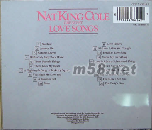 GREATEST LOVE SONGS專輯背面圖片