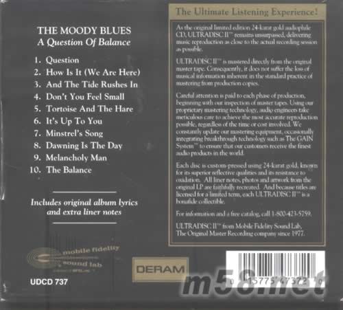 THE MOODY BLUES A Question of Balance 憂(yōu)郁藍(lán)調(diào)合唱團(tuán):平衡問(wèn)題(24K金碟)專(zhuān)輯背面圖片