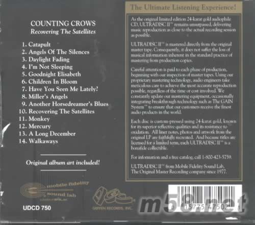 Counting Crows RECOVERING THE SAFELLIFES(24K金碟)專輯背面圖片