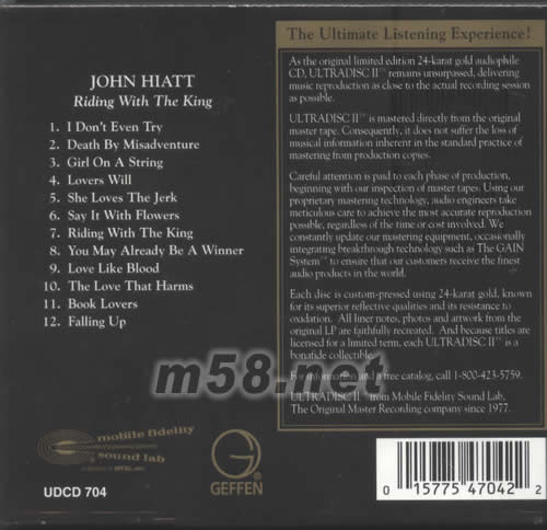 JOHN HIATT RIDING WITH THE KING(24k金碟)專輯背面圖片