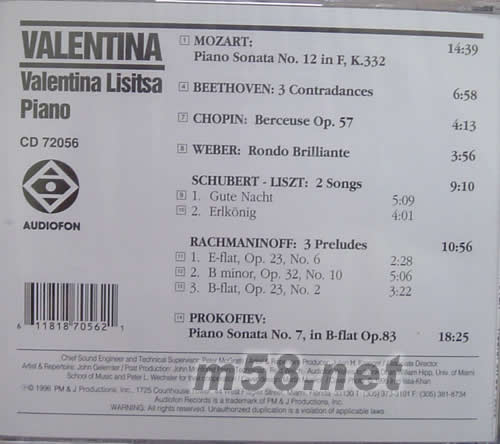 VALENTINA專輯背面圖片