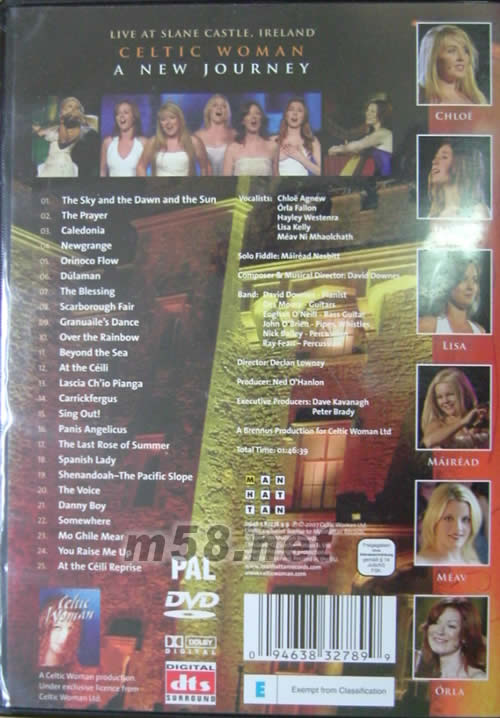 CELTIC WOMAN A NEW JOURNEY LIVE AT SLANE CASTLE IRELAND (DVD)專輯背面圖片