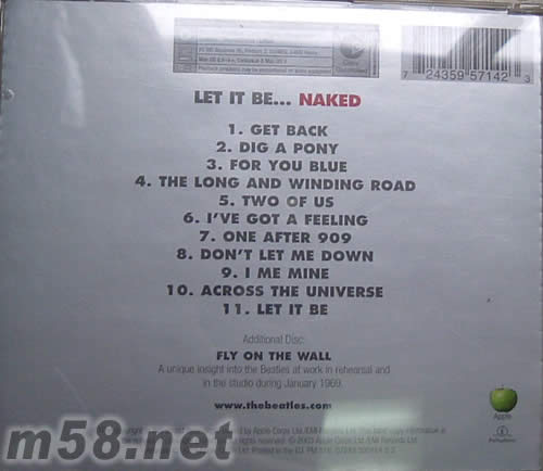 LET IT BE...NAKED專輯背面圖片