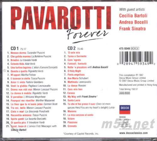 PAVAROTTI FOREVER 永恒的世紀歌王(古典愛好者必備)專輯背面圖片