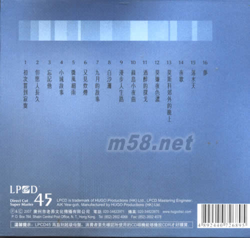 黃紅英精選 LPCD專輯背面圖片