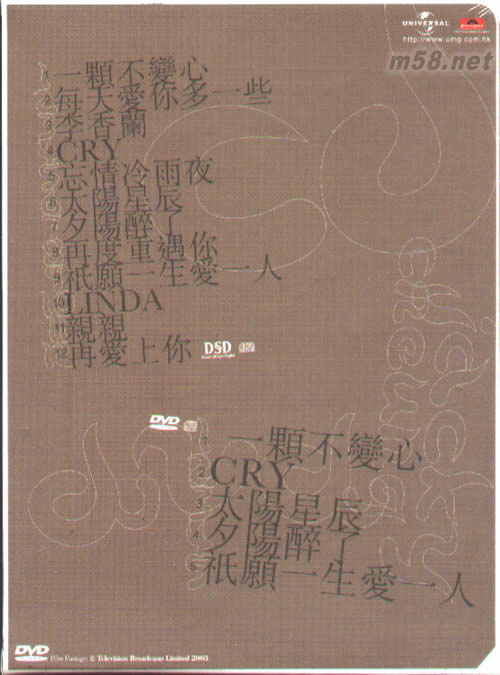 環(huán)球DSD視聽(tīng)之王:張學(xué)友專輯背面圖片