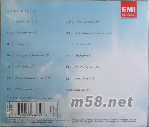 Libera FREE專輯背面圖片