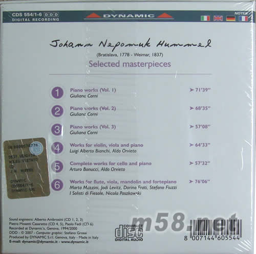 HUMMEL胡梅爾精選作品專輯專輯背面圖片