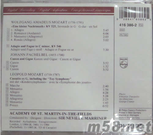 MOZART專輯背面圖片