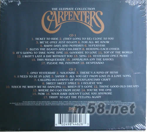 永恒旋律精選套裝THE ULTIMATE COLLECTION專輯背面圖片