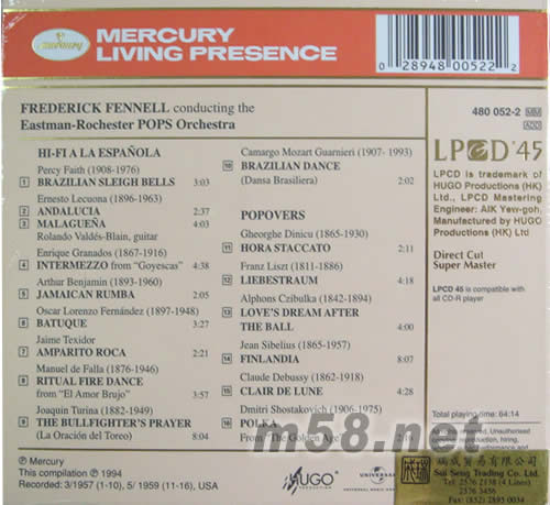 Hi-Fi A La Espanola AND Popovers LPCD專輯背面圖片