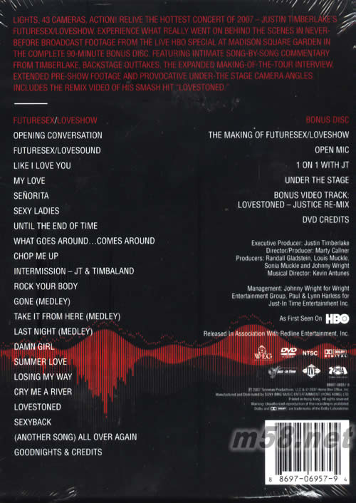 FUTURESEX LOVE SHOW FROM MADISON SQUARE GARDEN 演唱會DVDDVD背面圖片