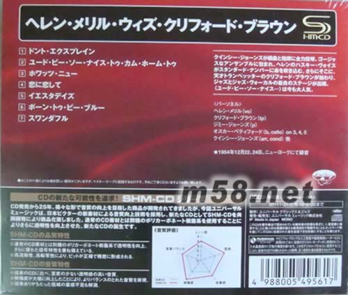海倫梅芮爾 與克里夫布朗Helen Merrill with Clifford Brown (SHM-CD系列日本版)專輯背面圖片