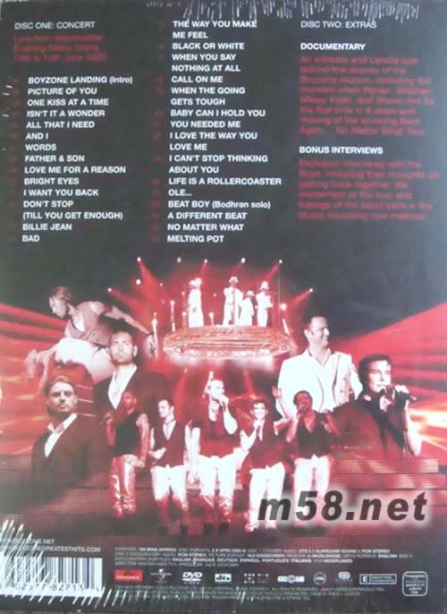 Back Again...No Matter What: Live 2008 DVD(英國版)DVD背面圖片