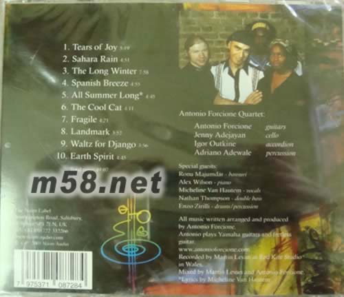 Tears Of Joy 喜悅之淚(爵士四重秦)專輯背面圖片