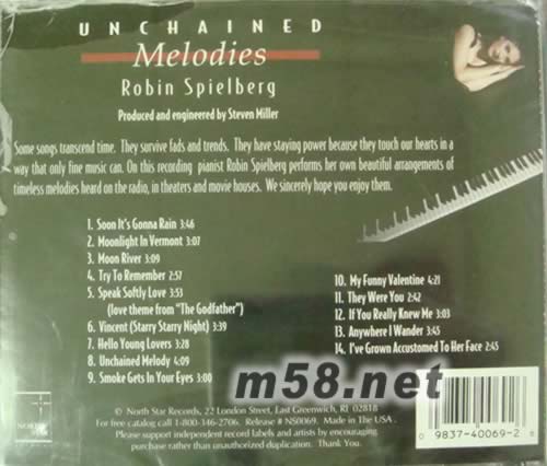 Unchained Melodies 風中艷女 鋼琴專輯背面圖片