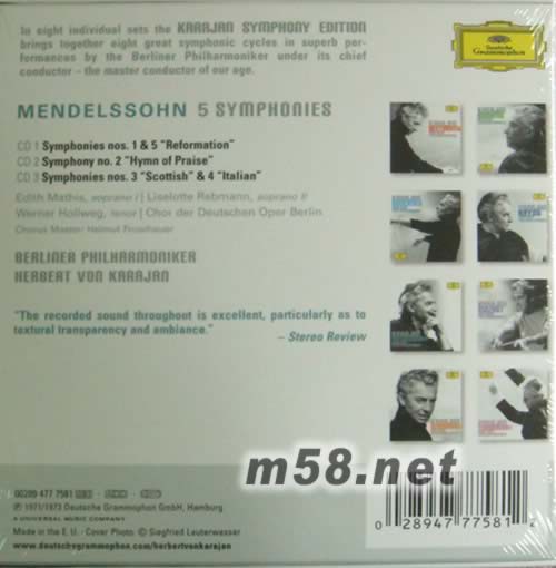 門德爾松交響曲Mendelssohn 5 Symphonien (3CD套裝)專輯背面圖片