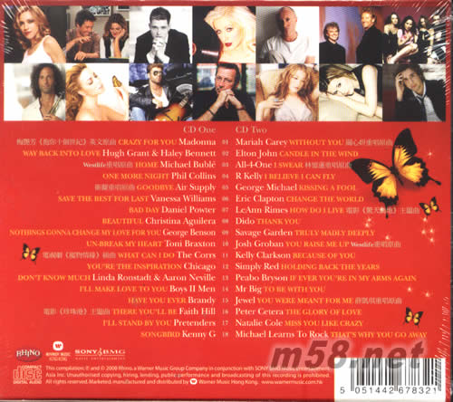 THE POWER OF LOVE 2008(THE BEST LOVE SONGS ROM THE BIGGEST STARS)專輯背面圖片