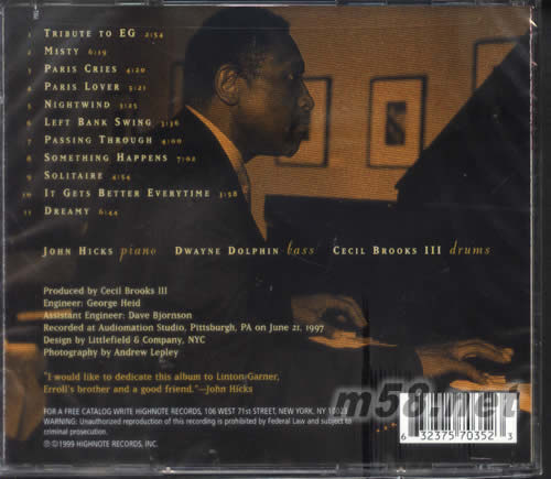 AN ERROLL GARNER SONGBOOK專輯背面圖片