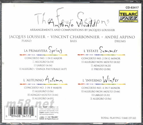 THE FOUR SEASONS爵士四季專輯背面圖片