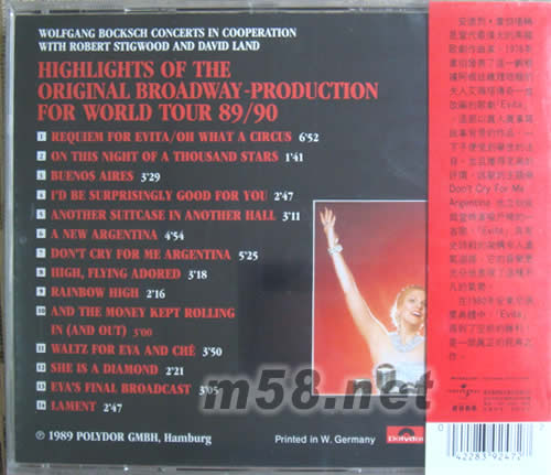 艾薇塔EVITA專輯背面圖片