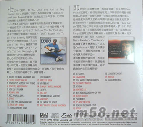 LOBO羅伯西洋巨星回憶錄專輯背面圖片