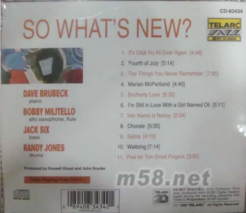 有什么新鮮事兒?Brubeck:So What’s New專輯背面圖片