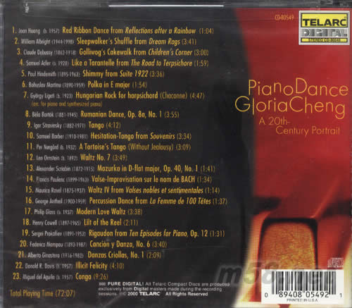 鋼琴之舞:二十世紀(jì)的音樂(lè)肖像Gloria Cheng專(zhuān)輯背面圖片