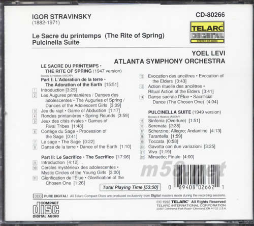 史特拉汶斯基:春之祭 普欽奈拉組曲Stravinsky:The Rite of Spring專輯背面圖片