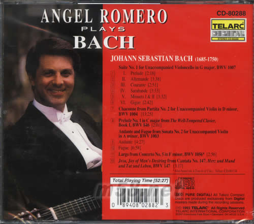 羅梅洛演奏巴哈HIFI樂曲集Transcribed for Guitar專輯背面圖片