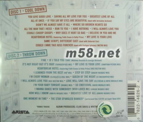 WHITNEY THE GREATEST HITS(美版)專輯背面圖片