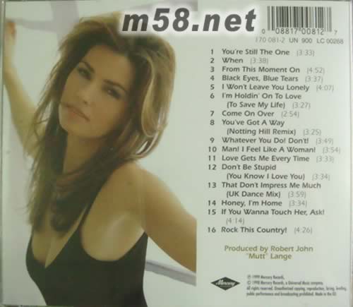 COME ON OVER 歐版專輯背面圖片