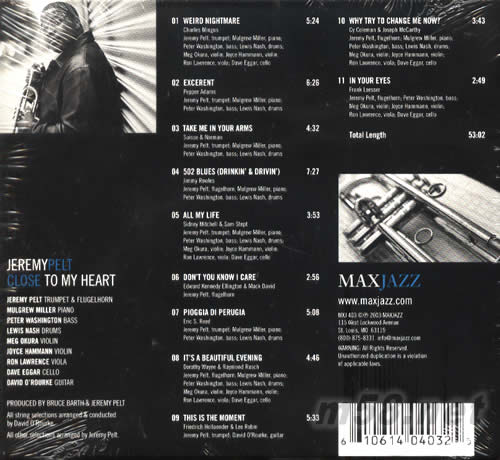 CLOSE TO MY HEART專輯背面圖片