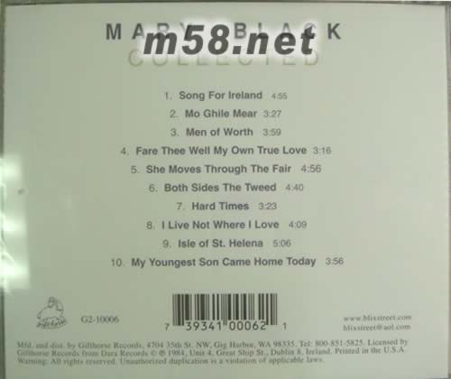 COLLECTED專輯背面圖片