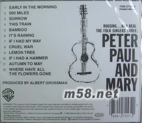 PETER PAUL AND MARY民謠組合 同名專輯專輯背面圖片