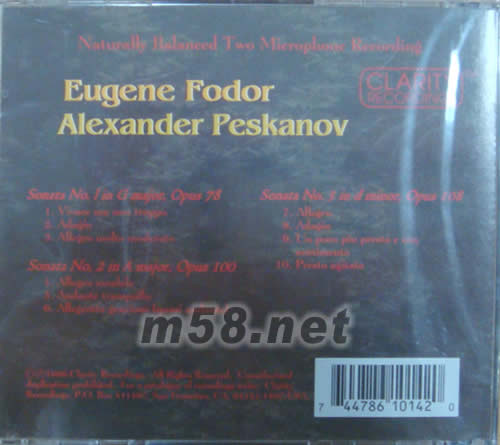 小提琴與鋼琴協鳴曲(24K GOLD)專輯背面圖片