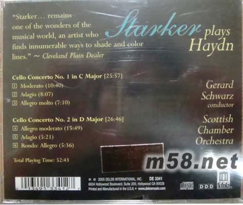 海頓 大提琴協奏曲STARKER PLAYS HAYDN CELLO CONCERTOS專輯背面圖片