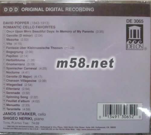 最?lèi)?ài)浪漫的大提琴ROMANTIC CELLO FAVOFITES專(zhuān)輯背面圖片