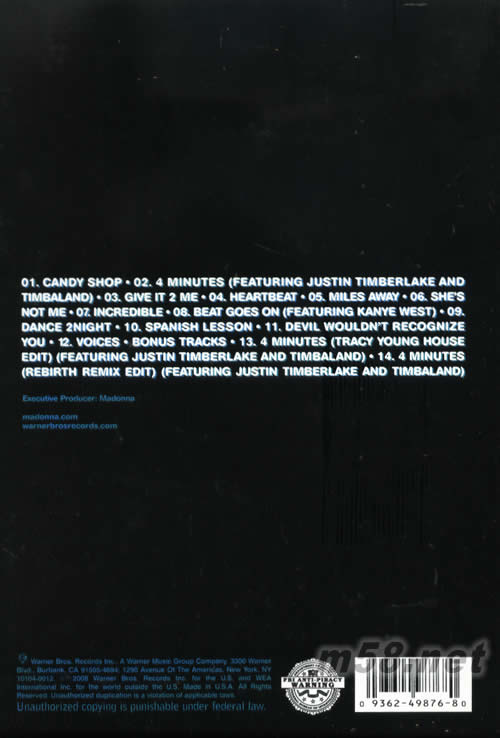 HARD CANDY DVD(美國特別限量版)專輯背面圖片