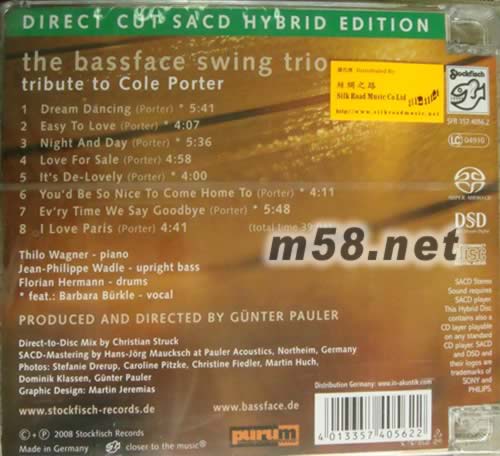 向柯爾波特致敬 THE BASSFACE SWING TRIO SACD專輯背面圖片