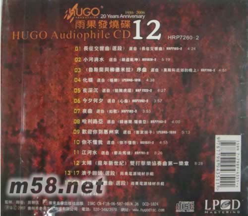 雨果發(fā)燒碟12 LPCD(20周年紀(jì)念版紅色封面)專輯背面圖片