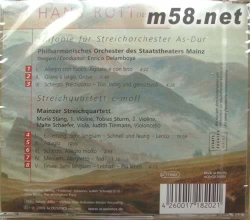 HANS ROTT: SYMPHONY FOR STRING ORCHESTRA IN A FLAT MAJOR & C MINOR專輯背面圖片