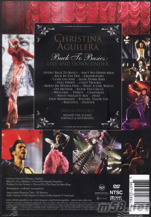 天生歌姬澳洲現場演唱會BACK TO BASICS LIVE AND DOWN UNDER DVD專輯背面圖片