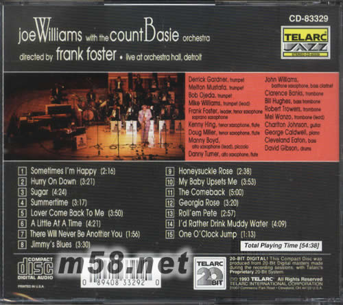 Joe Williams with the Count Basie Orchestra專輯背面圖片