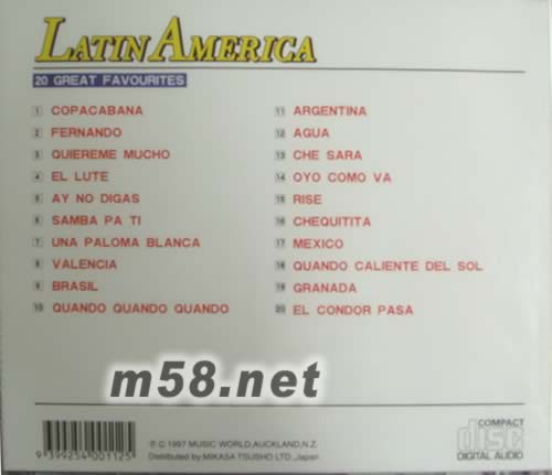 LATIN AMERICA拉丁美洲 至美民歌20首專輯背面圖片
