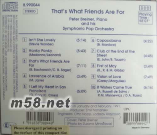 That S What Friends Are For專輯背面圖片