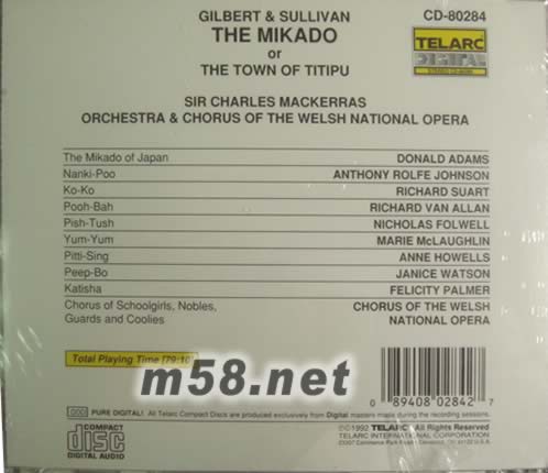 GILBERT AND SULLIVAN THE MIKADO專輯背面圖片