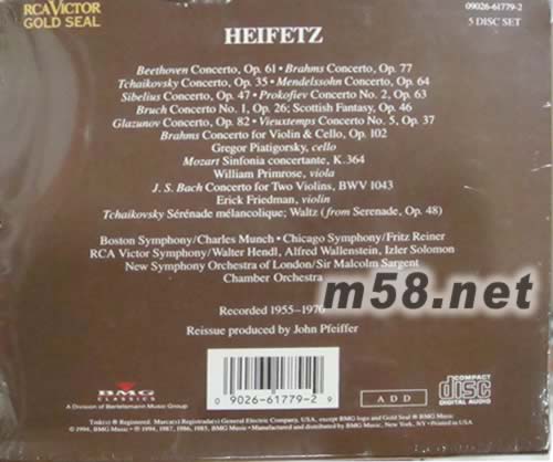THE HEIFETZ COLLECTION第11-15 5CD套裝(GOLD SEAL系列)專輯背面圖片